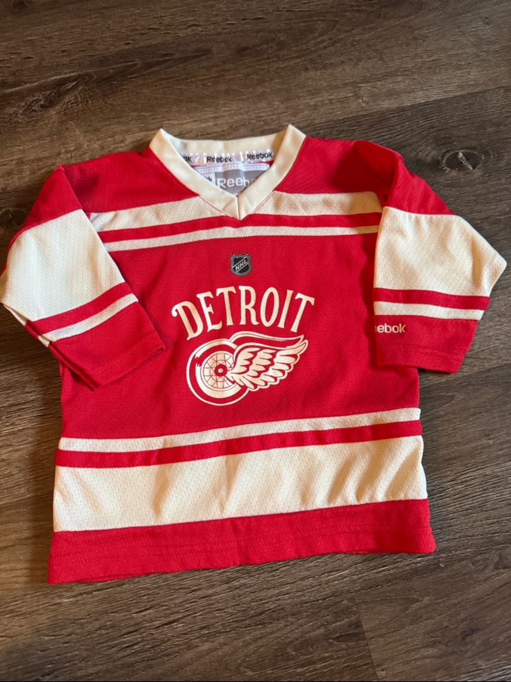 Reebok Red and White Detroit Wings Kids Hockey Jersey